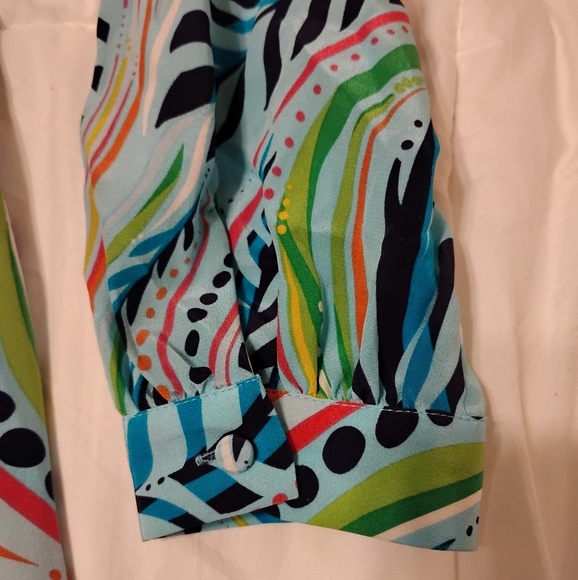 Lilly Pulitzer Wayles Silk Dress in Turquoise Multi Sea Me, Size 0 - Picture 12 of 16